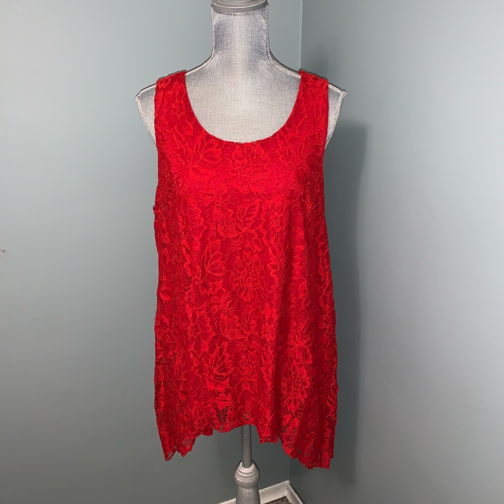PENNINGTONS red lace sleeveless blouse women’s  plus size X
